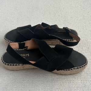 Passeart Made in Spain Leather Espadrille Sandals Black Size 40/9